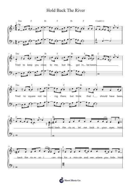 Hold Back The River Sheet Music by James Bay-Arr.Molden