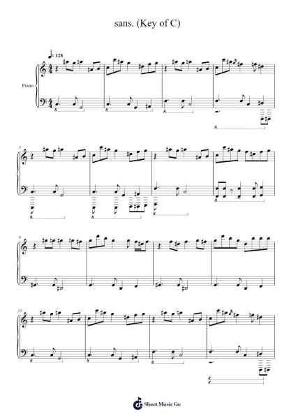 sans. (Key of C) Sheet Music by toby fox-Arr.Sherkes Dofrank