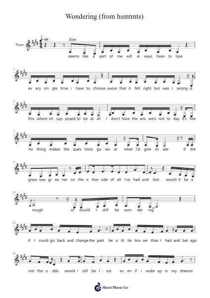 Wondering (from hsmtmts) Sheet Music by Julia Lester-Arr.Hufaithe Deantate