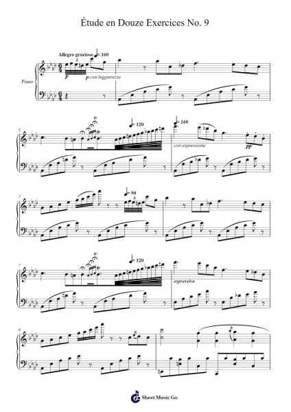 Étude en Douze Exercices No. 9 Sheet Music by Franz Liszt-Arr.Chrislus Edtience