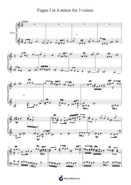 Fugue I in A minor for 3 voices Sheet Music by Sywatt-Arr.Yedlis Nycol