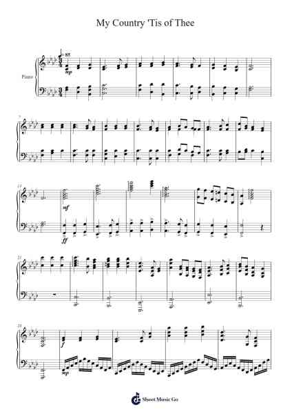 My Country 'Tis of Thee Sheet Music by Hannah Collier-Arr.Marzel Kylepys