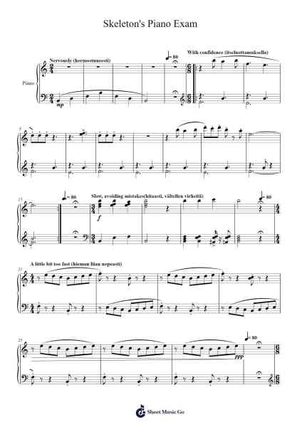 Skeleton's Piano Exam (Luurangon pianotutkinto) 乐谱由 Tuukka Jokilehto - 编曲 Jillmo Grantbott