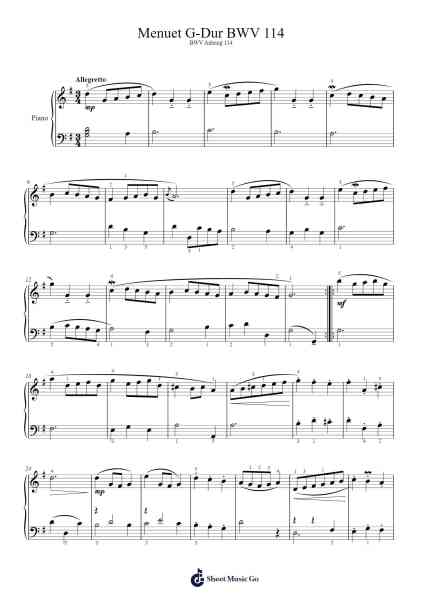 Menuet in G Major, BWV 114 Sheet Music by Christian Petzold-Arr.Subill