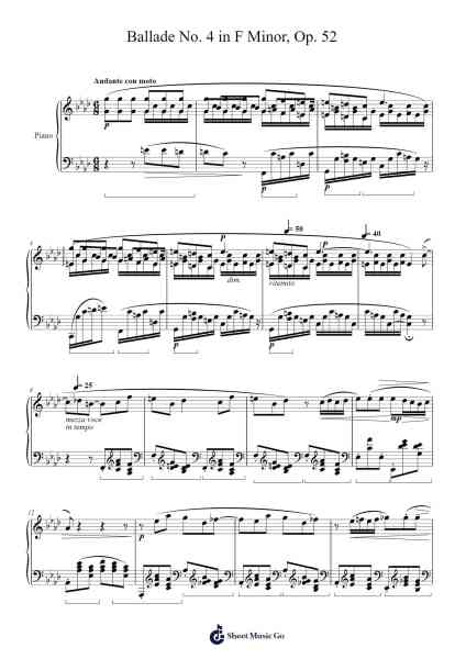 Ballade No. 4 in F Minor, Op. 52 Sheet Music by Frédéric Chopin-Arr.Alac Floleigh