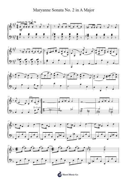 Maryanne Sonata No. 2 in A Major Sheet Music by S. M. Kudlo-Arr.Trissy Haydore