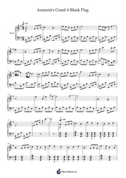 Assassin's Creed 4 Black Flag (Piano Solo) Sheet Music by Brian Tyler-Arr.Wildmy