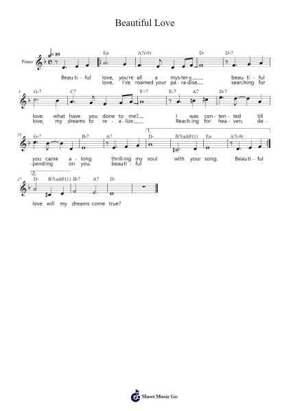 Beautiful Love Sheet Music by Wayne King-Arr.Kitfy