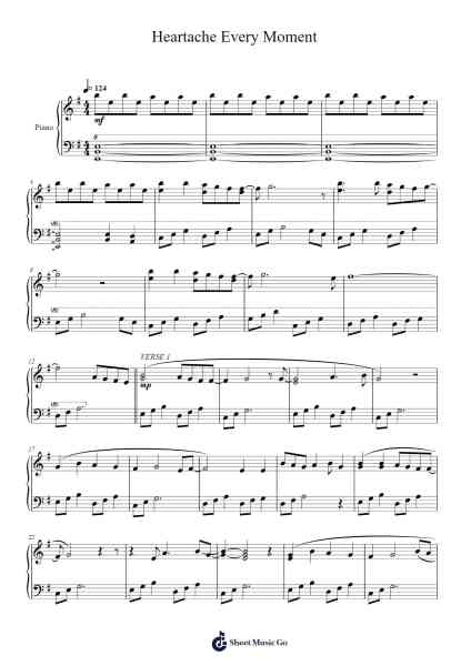 Heartache Every Moment Ноты для фортепиано от Ville Valo-Arr.Springqe