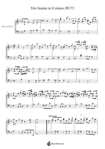 Trio Sonata in G Minor, RV. 73 Sheet Music by Antonio Vivaldi-Arr.Comnions Irlay