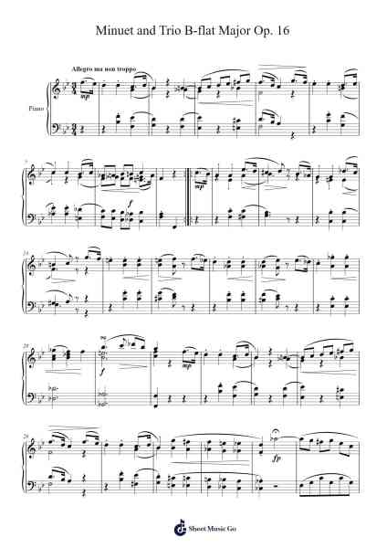 Minuet and Trio B-flat Major Op. 16 Sheet Music by Yorkver-Arr.Leostone Swinclaude