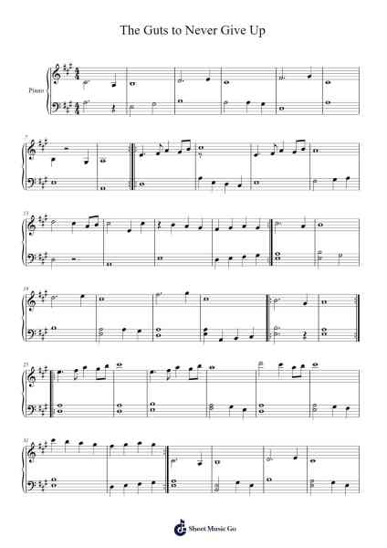 The Guts to Never Give Up Sheet Music by Takanashi Yasuharu-Arr.Juneven