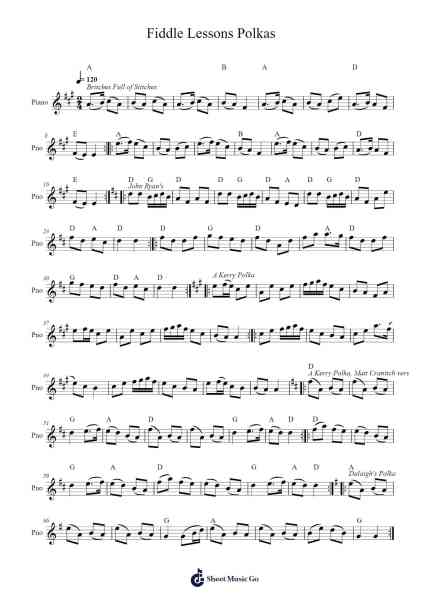 Fiddle Lessons, Winter 2014, Polkas Sheet Music by Matt Cranitch/Philip Berthoud-Arr.Simpmark