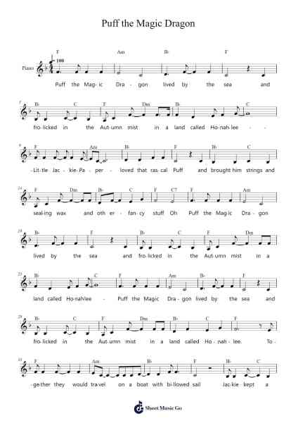 Puff the Magic Dragon Sheet Music by Peter Yarrow-Arr.Wagwyatt