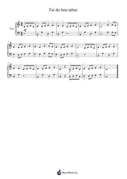 J'ai du bon tabac Sheet Music by undefined-Arr.Oisenwoolf
