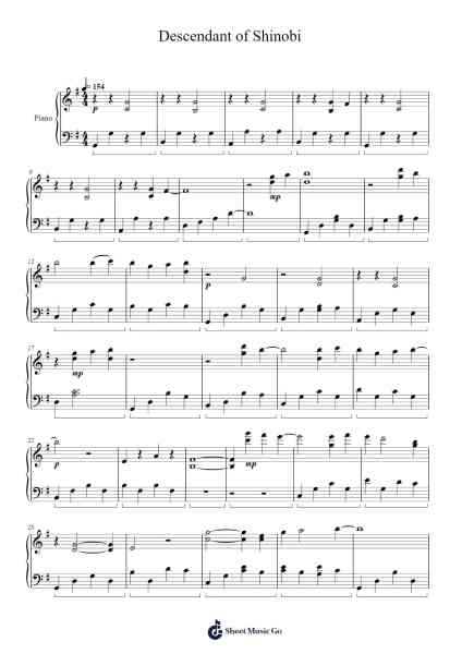 Descendant of Shinobi Sheet Music by Nobuo Uematsu-Arr.Davehume
