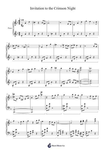 Ys IX -Monstrum Nox- Invitation to the Crimson Night Sheet Music by Falcom Sound Team jdk-Arr.Cugue Vebriel