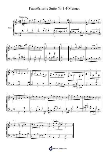 French Suite No. 1 in D Minor, BWV 812: IV. Menuet I & II Sheet Music by Johann Sebastian Bach-Arr.Keatsshua Beareade