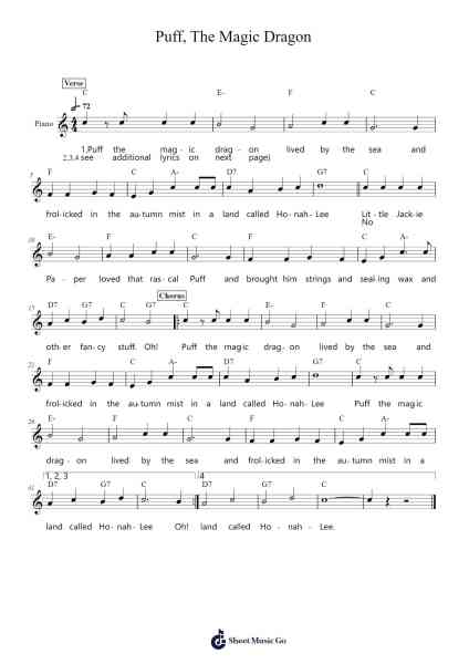Puff, The Magic Dragon Sheet Music by Peter Yarrow-Arr.Relip
