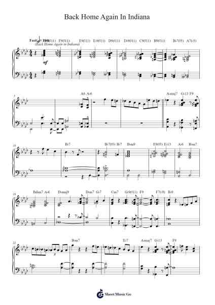 Indiana (Back Home Again In Indiana) Sheet Music by Erroll Garner-Arr.Ldad Jeanvan
