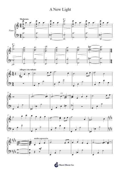 A New Light Musica per pianoforte di Peter Adamson - Arr.Holew Brianmaud