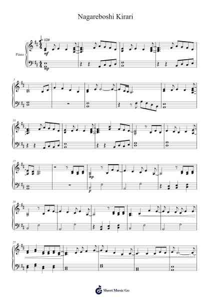 Nagareboshi Kirari Musica per pianoforte di Yuzu - Arr.Mickrett Grantcan