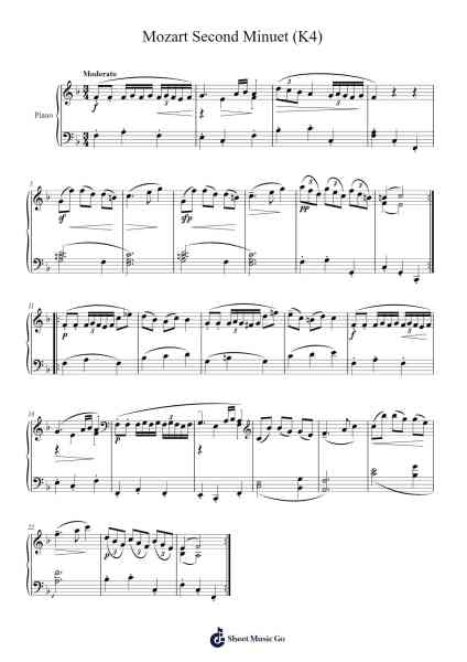 Minuet in F Major, K. 2 Sheet Music by Wolfgang Amadeus Mozart-Arr.Browntis
