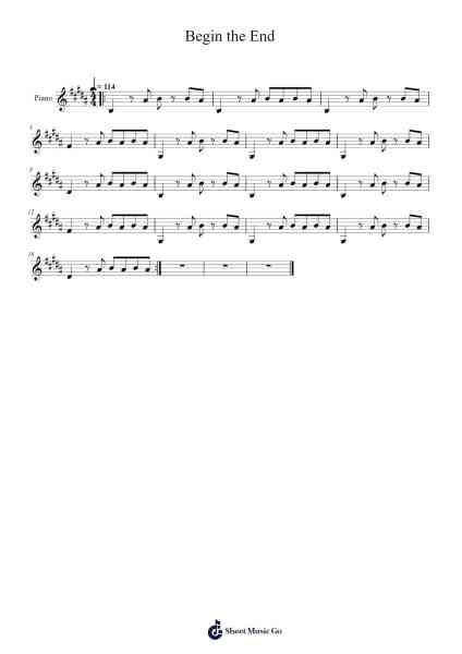 Begin the End Sheet Music by Placebo-Arr.Nodric