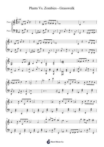 Plants Vs. Zombies - Grasswalk Sheet Music by Laura Shigahara-Arr.Hobbaird Birdsibyl