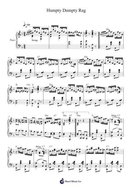 Humpty Dumpty Rag Musica per pianoforte di Charles Straight - Arr.Myrtours Hihill
