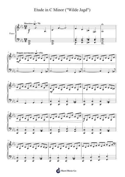 Etude in C Minor ("Wilde Jagd") Sheet Music by Cookeda-Arr.Brookjoy