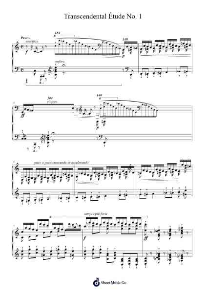 Transcendental Étude No. 1 Sheet Music by Franz Liszt-Arr.Narion