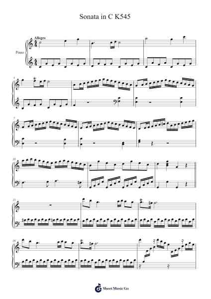 Sonata in C Major, K. 545: I. Allegro Sheet Music by Wolfgang Amadeus Mozart-Arr.Chrisphael Reedno