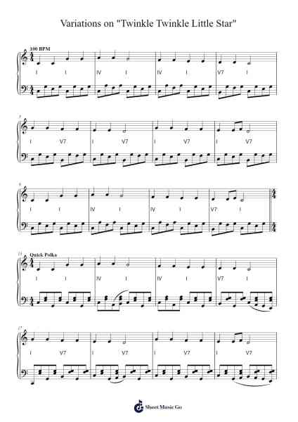 Variations on "Twinkle Twinkle Little Star" Sheet Music by N. D. Anderson-Arr.Sainsram