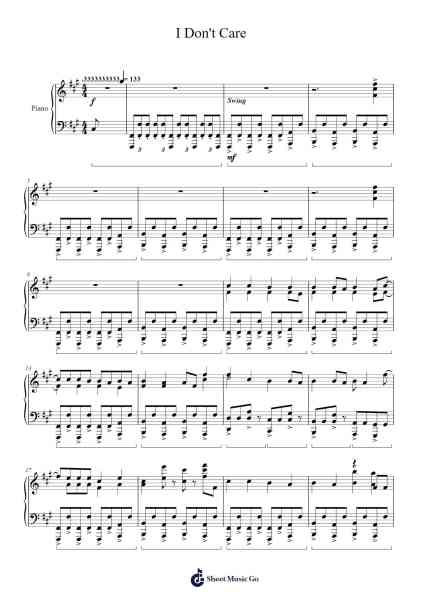 I Don't Care Sheet Music by Auwolf-Arr.Xanbrowne