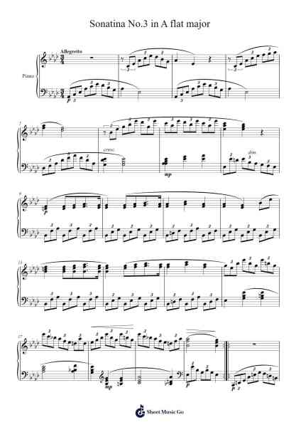 Sonatina No.3 in A flat major Sheet Music by undefined-Arr.Fitchnolds Hartewy