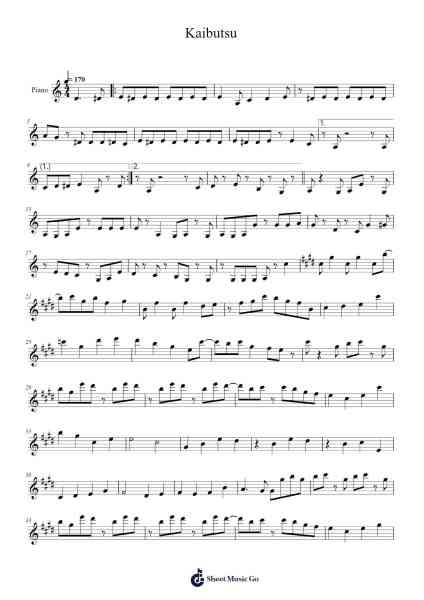Kaibutsu Sheet Music by YOASOBI-Arr.Pergreen Steelenoel