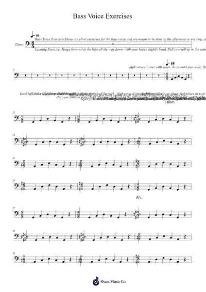 Bass voice exercises for in the afternoon Sheet Music by undefined-Arr.Spenvice