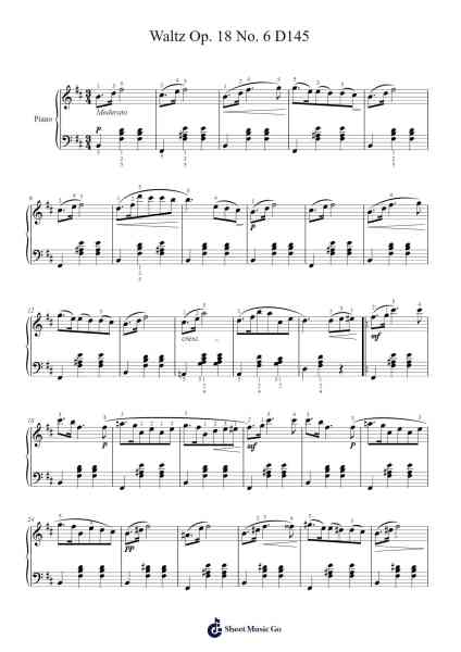 Waltz Op. 18 No. 6 D145 Sheet Music by Franz Schubert-Arr.Earlram