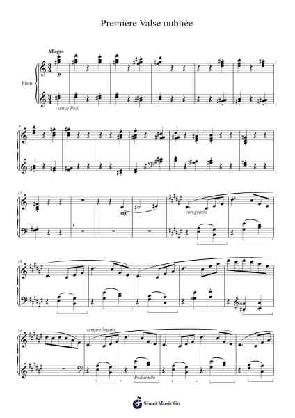 Valse oubliée No. 1, S.215 Sheet Music by Franz Liszt-Arr.Thodoreien