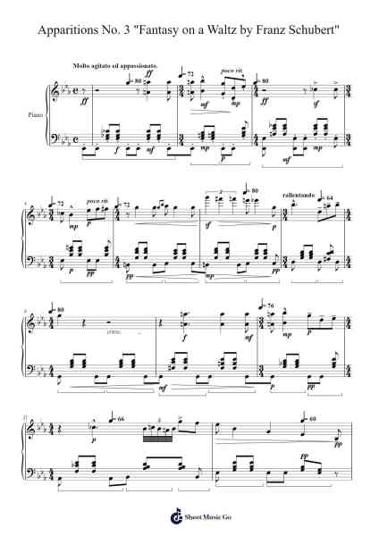 Apparitions No. 3 "Fantasy on a Waltz by Franz Schubert" Sheet Music by Franz Liszt-Arr.Winsmew