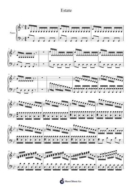 Estate Sheet Music by Antonio Vivaldi-Arr.Blythia