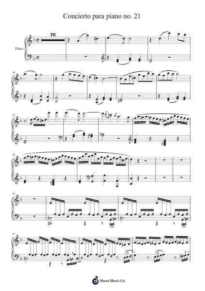 Concierto para piano no. 21 Sheet Music by Ángel Eduardo Soria Muñoz-Arr.Wavieve Katdy