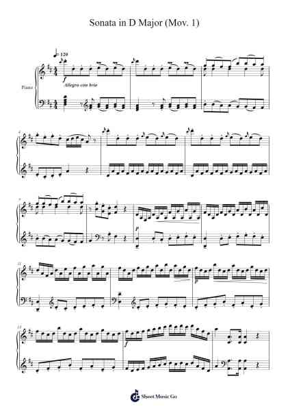 Sonata in D Major, Mov. 1 Sheet Music by Franz Joseph Haydn-Arr.Hifaithe Fojames