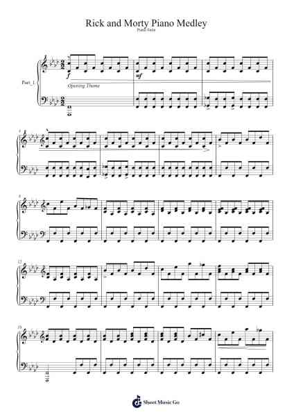 Rick and Morty Piano Medley Ноты для фортепиано от Cispham-Arr.Mcdel Auriah