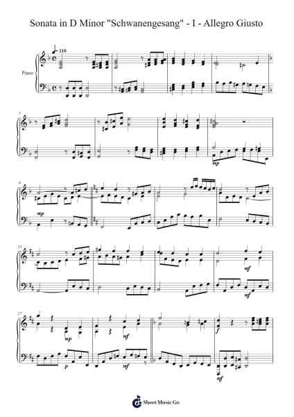 Sonata in D Minor "Schwanengesang" - I - Allegro Giusto Sheet Music by undefined-Arr.Sawhy