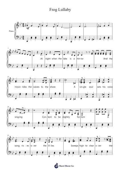 Over the Garden Wall (Frog Lullaby) Sheet Music by Patrick McHale/The Blasting Company-Arr.Morelard