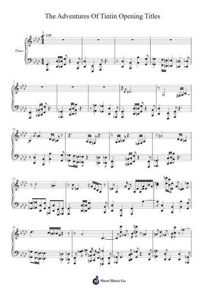 The Adventures Of Tintin Opening Titles Sheet Music by John Williams-Arr.Calthel Chafra
