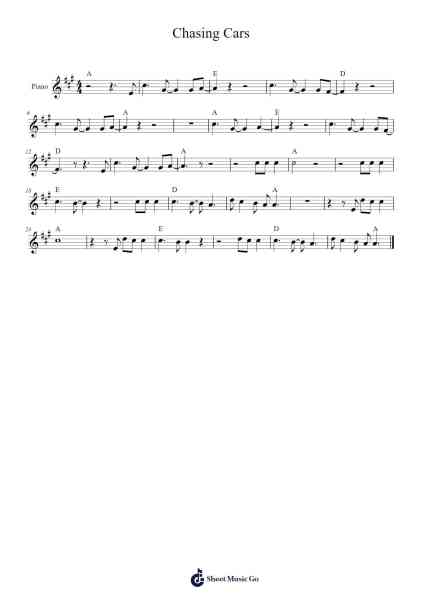 Chasing Cars Sheet Music by Snow Patrol-Arr.Pipril