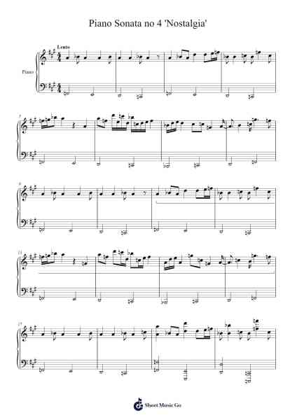 Piano Sonata no 4 'Nostalgia' Sheet Music by Ogfey-Arr.Joypoe Willze